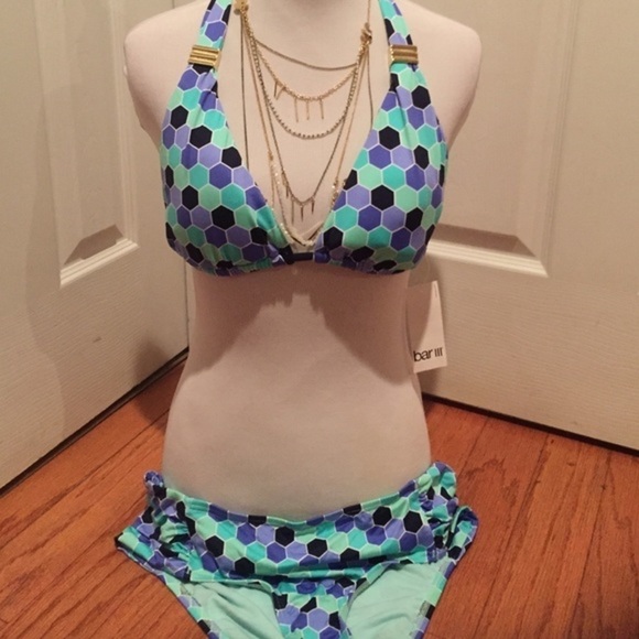 Bar III turquoise and purple bikini - Picture 1 of 4
